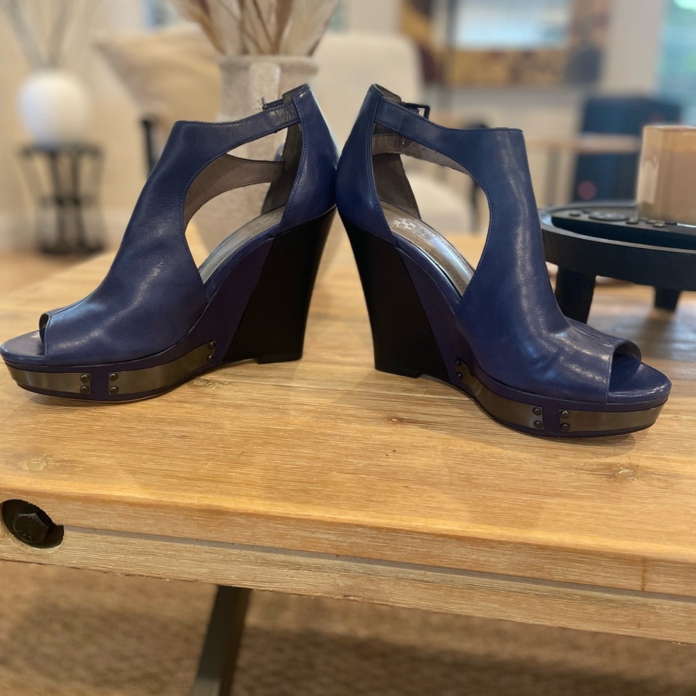 Vince Camuto Navy Wedge Sandals